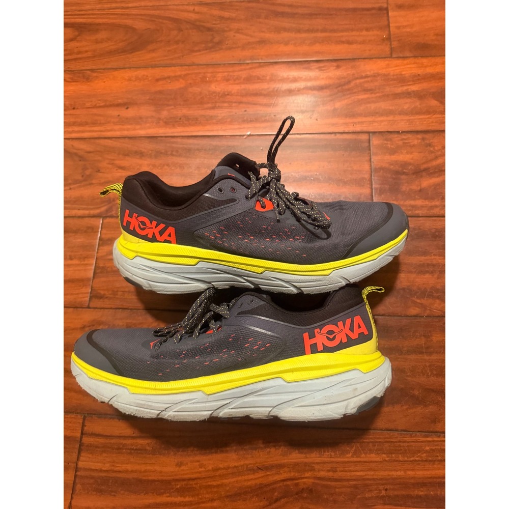 Hoka One One Challenger ATR 6 Mens Grey Yellow Trail Running Shoes Sneaker